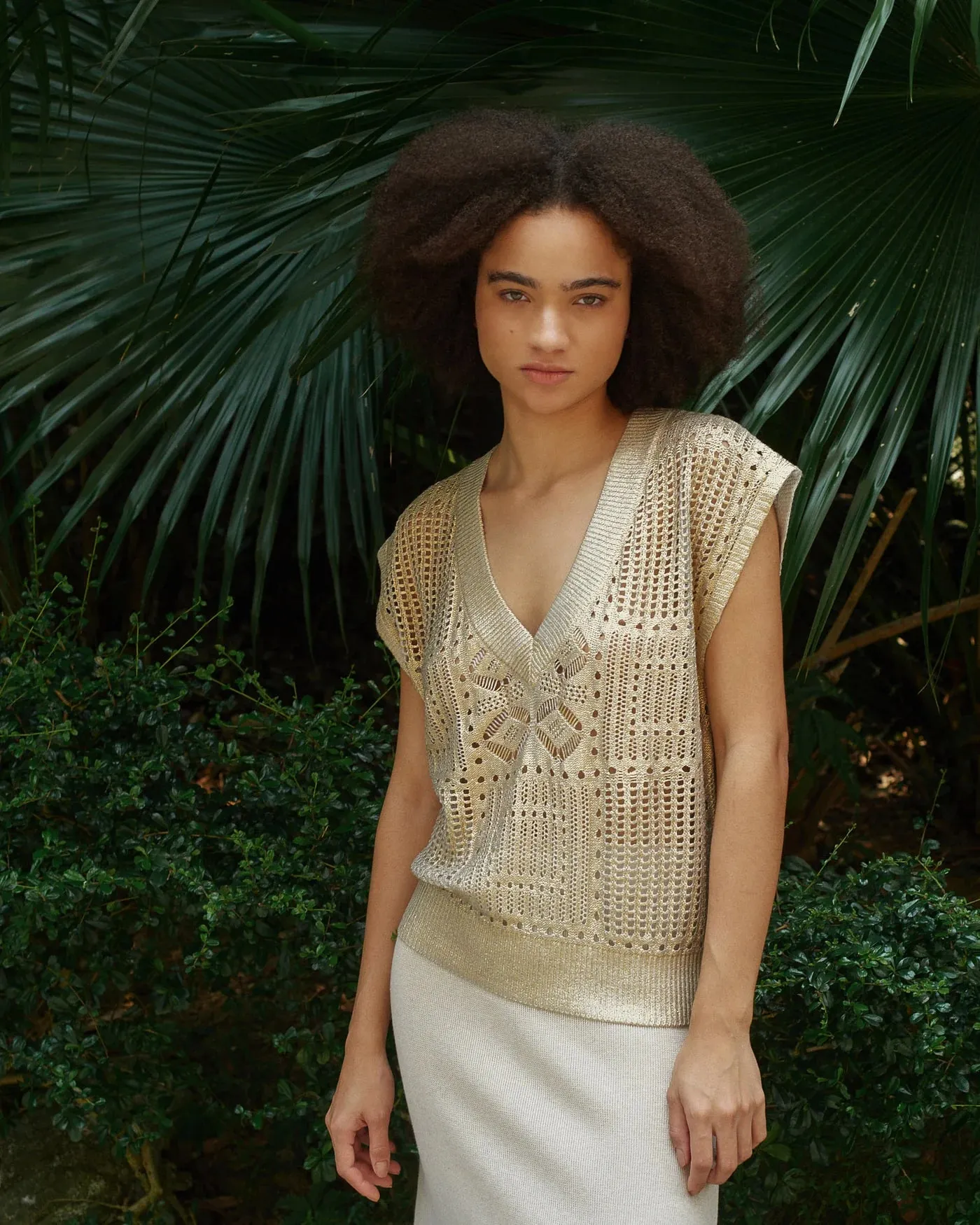 Aleger Cashmere Gold Foil top