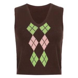 Brown Argyle Vest