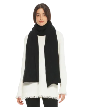 Cashmere & Wool Chunky Ribbed Scarf Black by Monticelli Cashmere