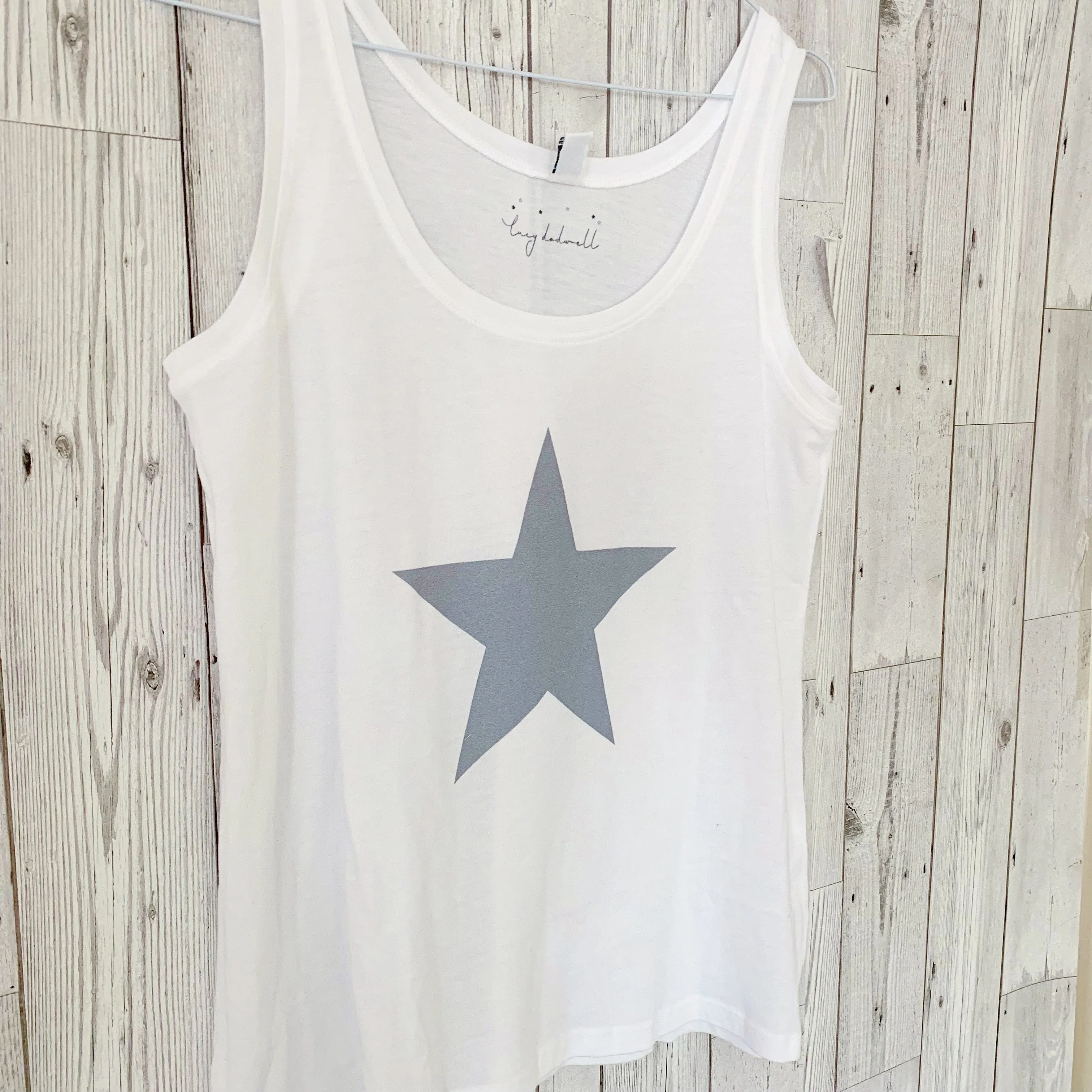 Dark grey star white vest top
