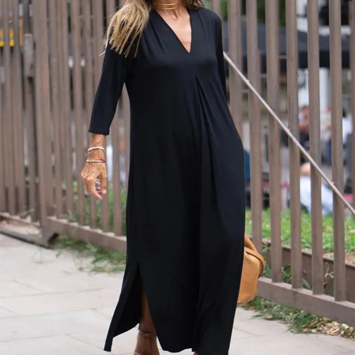Fashion V-Neck Slit Dress