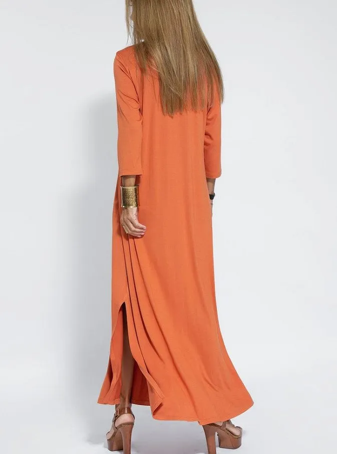Fashion V-Neck Slit Dress