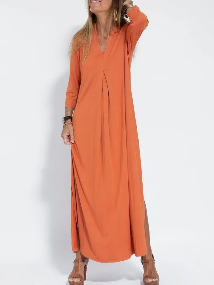 Fashion V-Neck Slit Dress