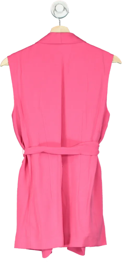 M&S Pink Sleeveless Belted Blazer UK 8