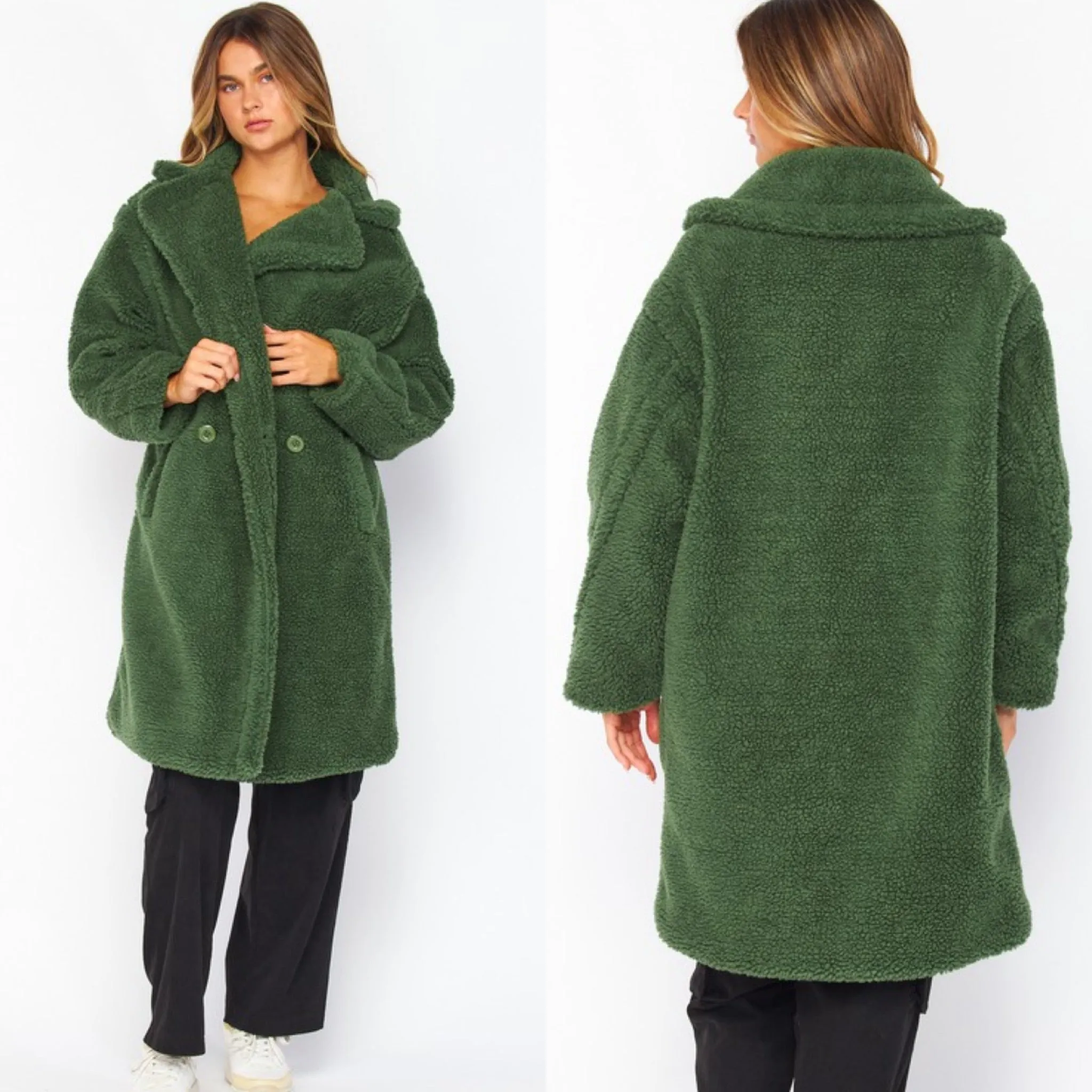 Oversized teddy trench coat