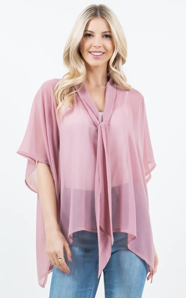 PON5502 See Through Light Weight Poncho Cover Up
