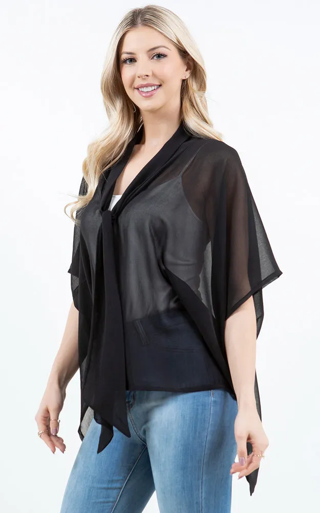 PON5502 See Through Light Weight Poncho Cover Up