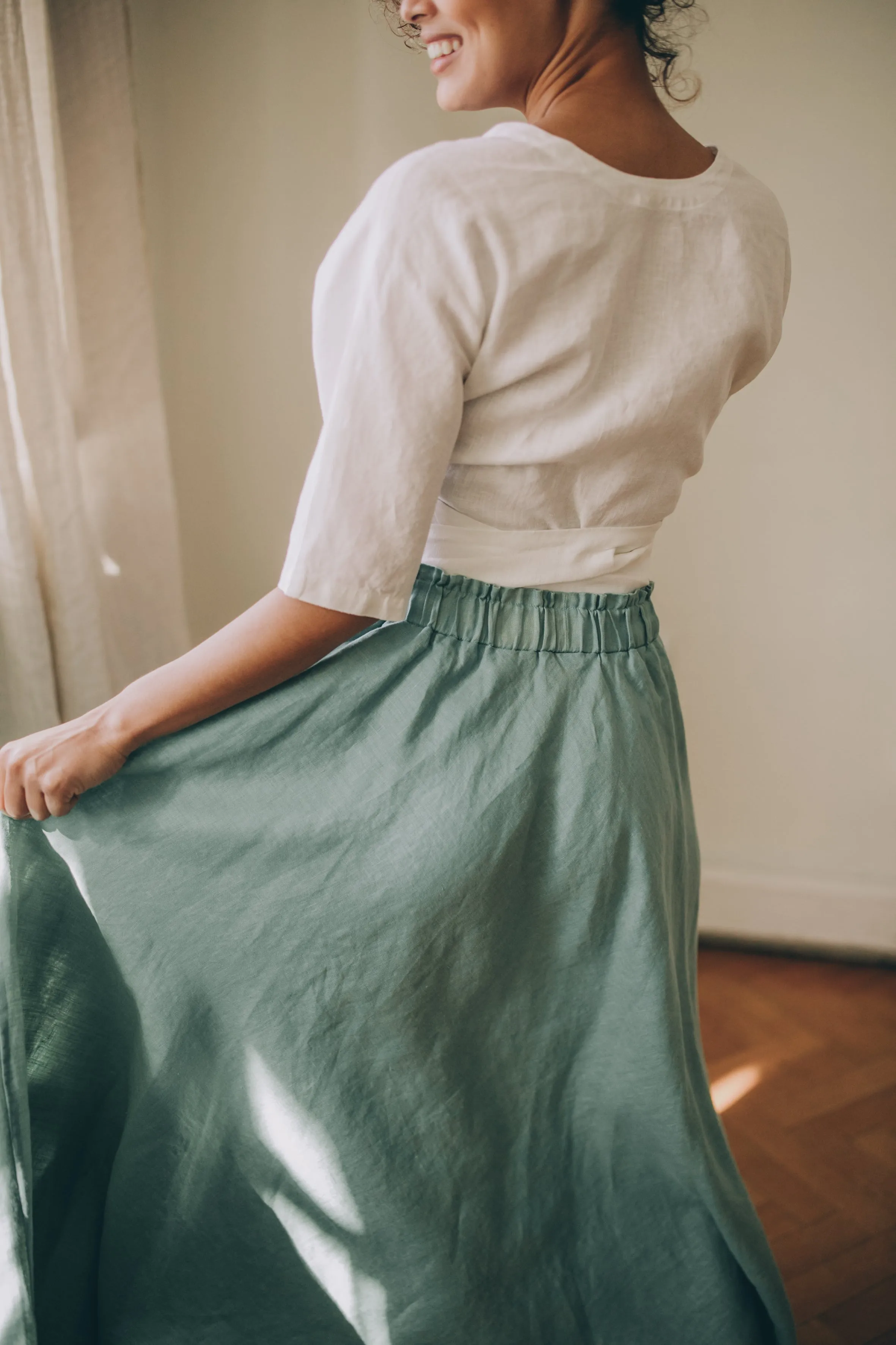 Rich Linen Midi Skirt