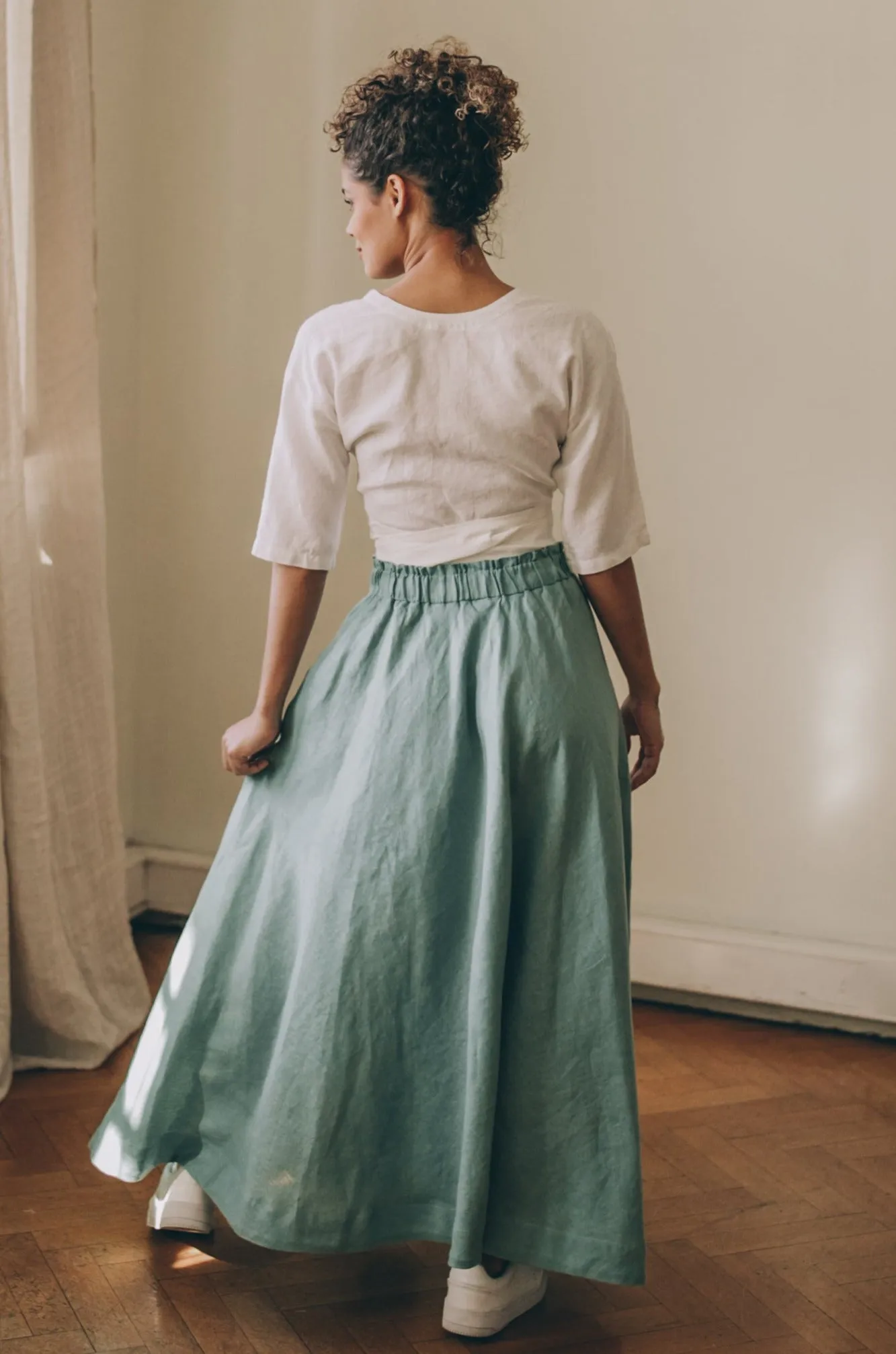 Rich Linen Midi Skirt