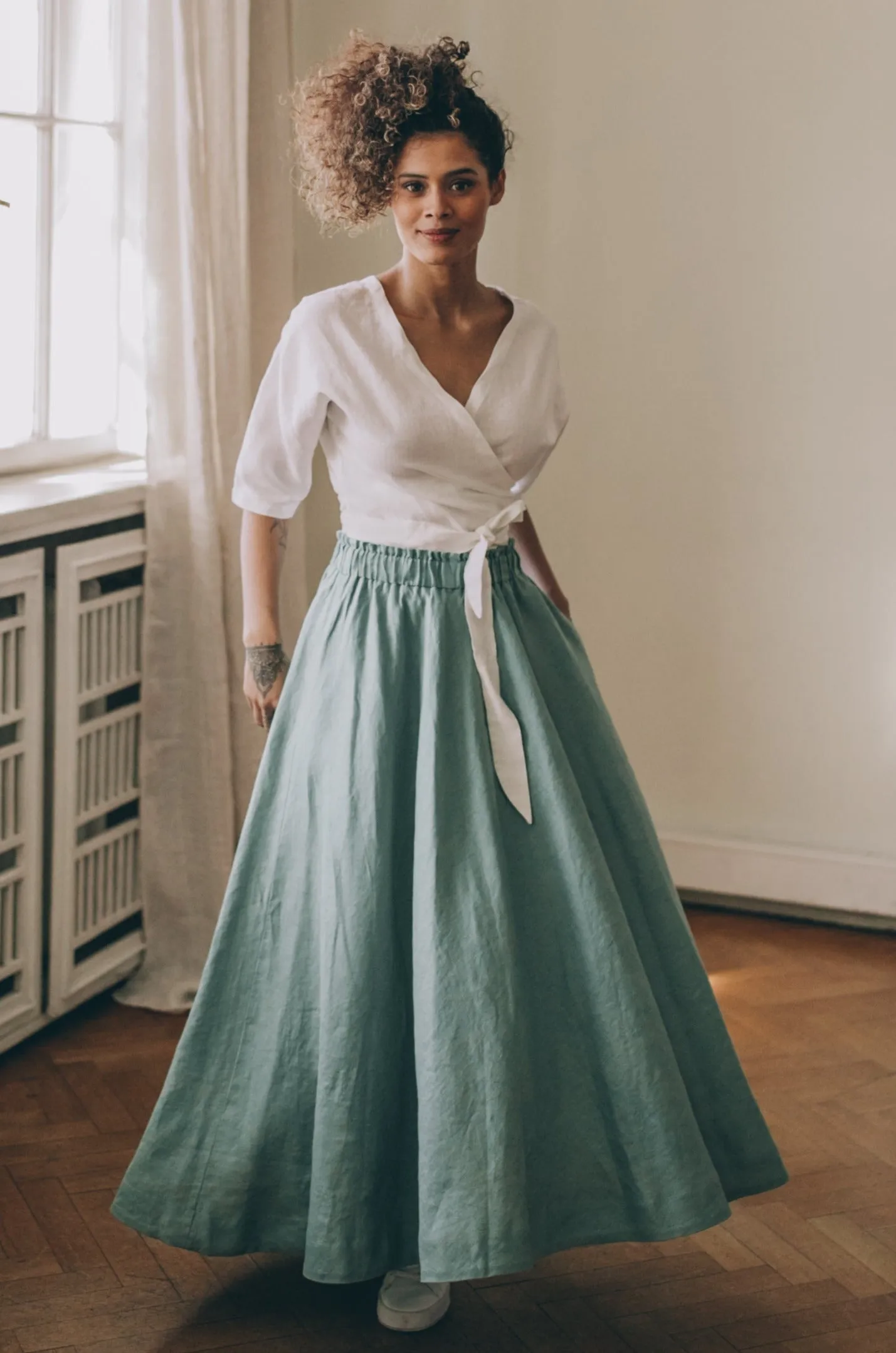 Rich Linen Midi Skirt