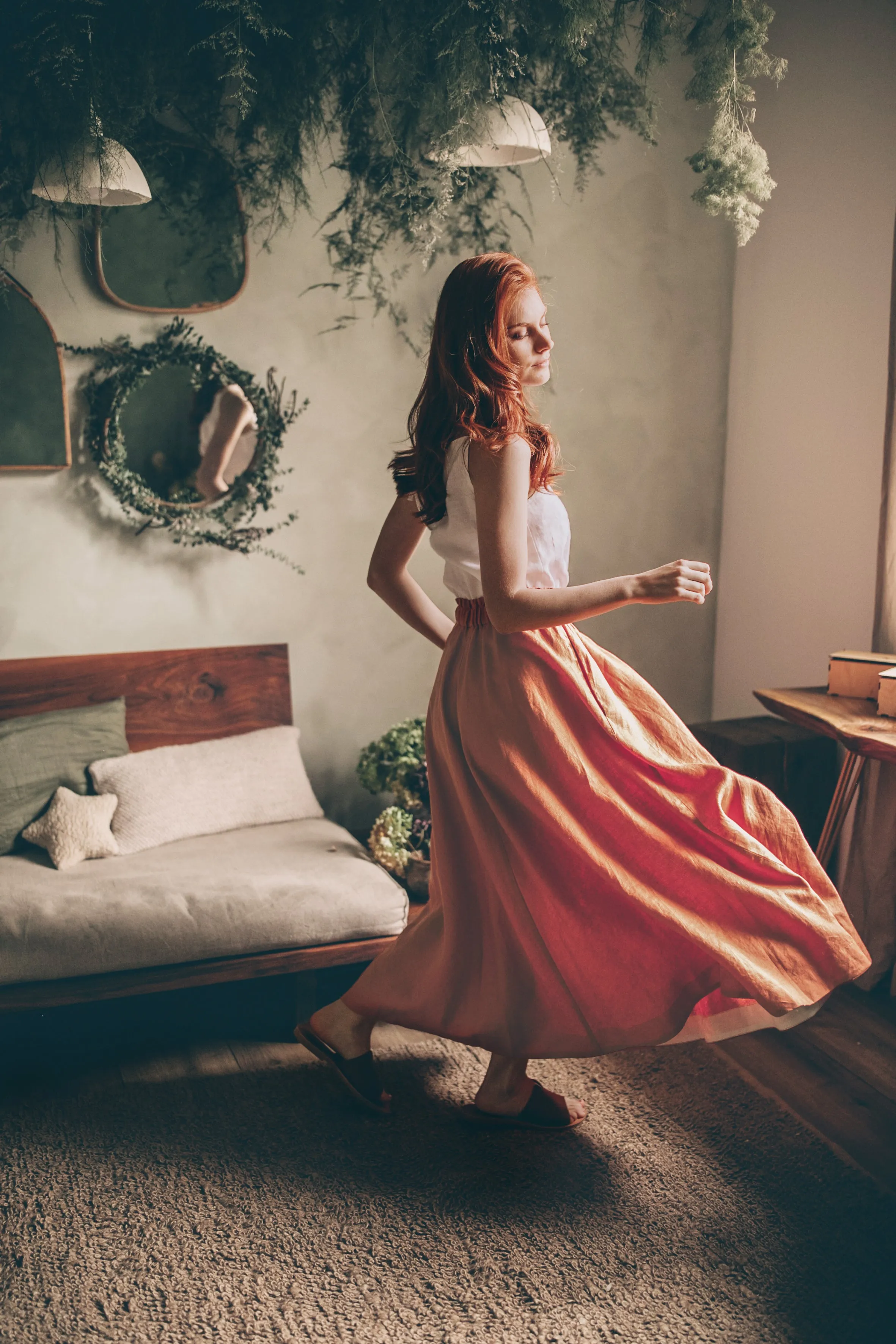Rich Linen Midi Skirt