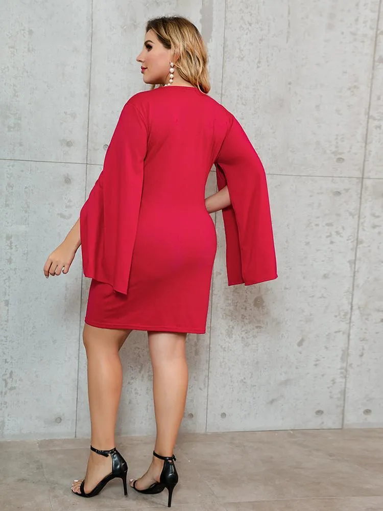 Split Sleeve Solid Dress