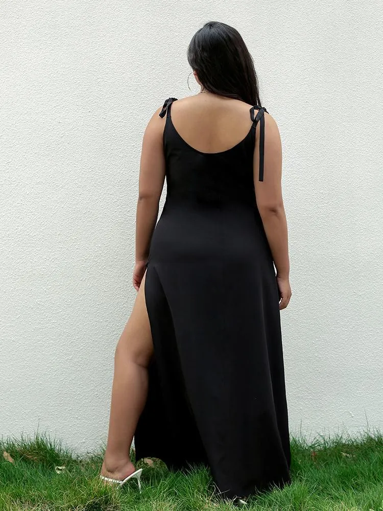 Split Solid Cami Dress