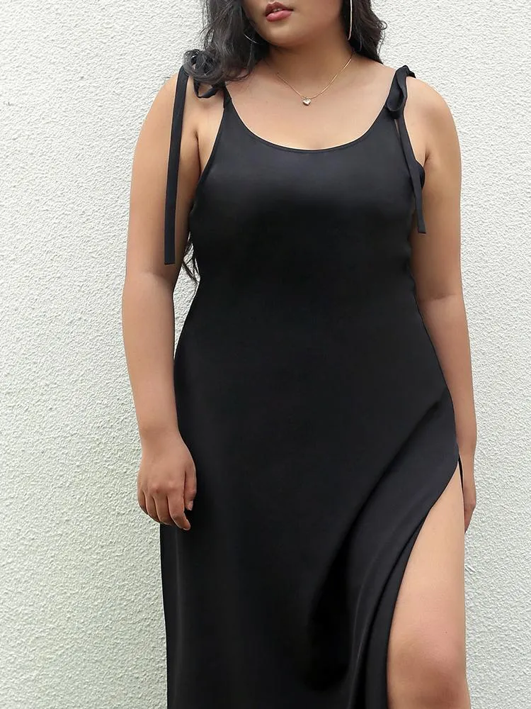 Split Solid Cami Dress