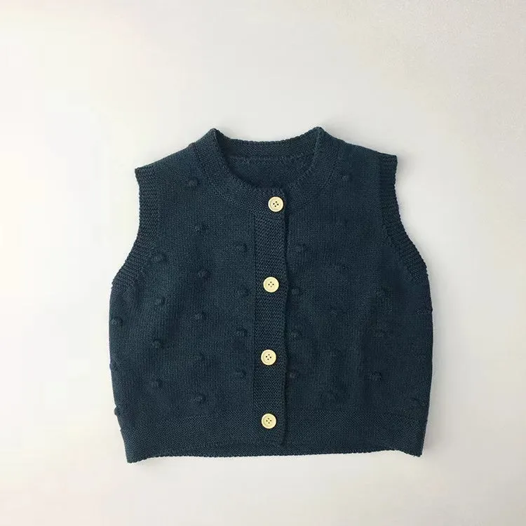 Spots Knitted Vest Cardigan