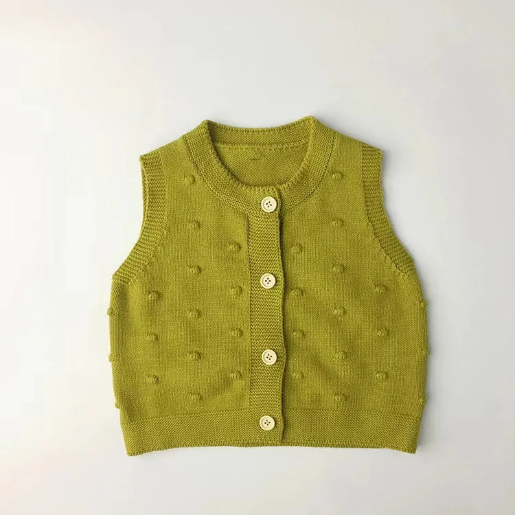 Spots Knitted Vest Cardigan