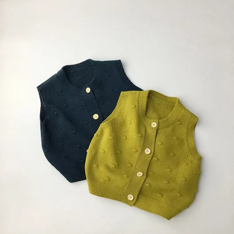 Spots Knitted Vest Cardigan