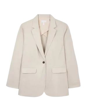 The White Company Beige Linen Blend Relaxed Blazer UK 14